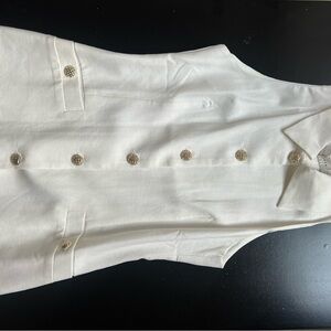 Match Point Collared Button Down Tank - White
